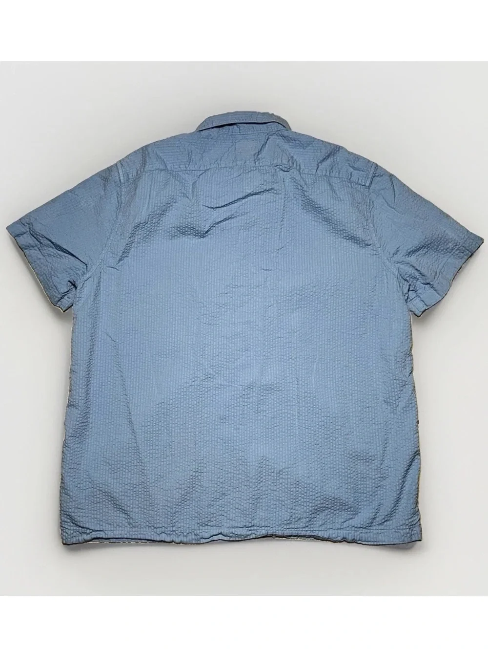 J Crew Shirt Mens Small ORGANIC Cotton Seersucker Preppy Summer Blue XL